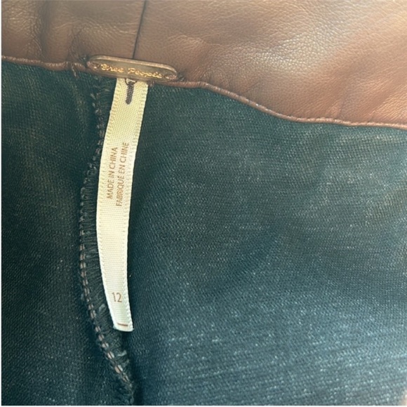 Free People 12 Skort Vegan Leather Pleated Micro Mini Skort Someday skirt brown - Picture 7 of 8